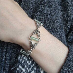 Gothic long chainmaille necklace with a small silver chain